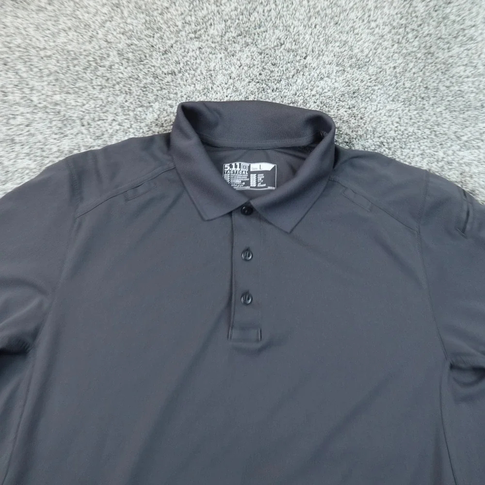 5.11 Tactical Polo Shirt Mens L Black Gray Short Sleeve Performance Work Uniform